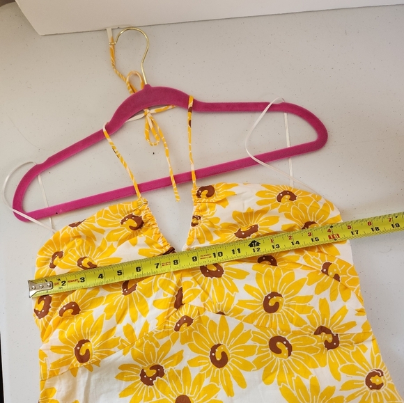 Mango Sunflower Cotton Maxi Dress Halter Sleeveless Size XL NEW NWT Boho Yellow - Picture 10 of 12